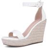 imageAllegra K Womens Wedge Sandal Ankle Buckle Strap High Heel Open Toe SandalsWhite