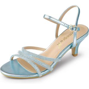 imageAllegra K Womens Ankle Strap Rhinestone Kitten Heel SandalsLake Blue