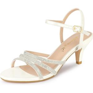 imageAllegra K Womens Ankle Strap Rhinestone Kitten Heel SandalsWhite