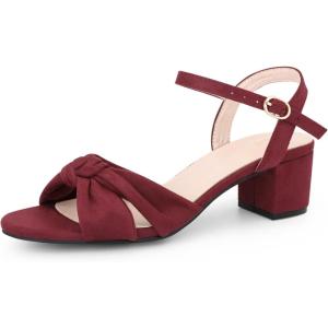 imageAllegra K Womens Bow Knot Chunky Heel Slingback Strap SandalsBurgundy