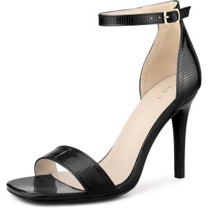 imageAllegra K Womens Metallic Heel Square Toe Stiletto Heel SandalsBlack