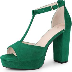 imageAllegra K Womens TStrap Platform Chunky High Heel SandalsGreen