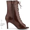 imageAllegra K Womens Lace Up Peep Toe Stiletto Heel Ankle BootsBrown
