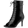 imageAllegra K Womens Lace Up Peep Toe Stiletto Heel Ankle BootsBlack