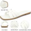 imageAllegra K Womens Square Toe Slip on Sandals Flat SlippersWhite