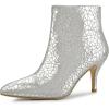 imageAllegra K Womens Pointed Toe Buckle Stiletto Heels Ankle BootsSilver
