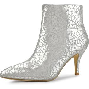 imageAllegra K Womens Pointed Toe Buckle Stiletto Heels Ankle BootsSilver