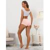 imageAllegra K Womens Cotton Underwear HighRise Lace Trim Tummy Control Full Coverage BriefLight Pink