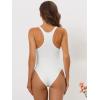 imageAllegra K Womens Deep V Neck Leotard Bodysuit Tummy Control Waist Trainer Shapewear Thong Full Body ShaperWhite