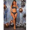 imageAllegra K Womens Push Up Lingerie Set Adjustable Straps Padded Floral Lace Underwired Bras and PantiesBlack Floral