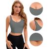 imageAllegra K Womens Sports Bra Workout Fitness Longline Wireless Padded Yoga Tank Tops with Medium SupportBlue