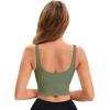 imageAllegra K Womens Sports Bra Workout Fitness Longline Wireless Padded Yoga Tank Tops with Medium SupportGreen