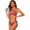 imageAllegra K Womens Push Up Lingerie Set Adjustable Straps Padded Floral Lace Underwired Bras and PantiesRed Floral