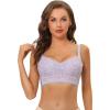 imageAllegra K Womens Wirefree Minimizer Bra U Back Adjustable Straps Lace Padded Full Coverage Bras