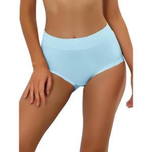 imageAllegra K Womens Cotton Underwear HighRise Lace Trim Tummy Control Full Coverage BriefBlue