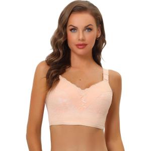 imageAllegra K Womens Full Coverage Bra Wide Straps Longline Hem Wirefree Bralett