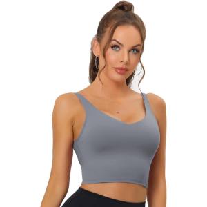 imageAllegra K Womens Sports Bra Workout Fitness Longline Wireless Padded Yoga Tank Tops with Medium SupportLight Gray