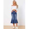 imageAllegra K Fishtail Denim Skirt for Women Casual Washed High Waisted Midi Jean SkirtsBlue