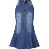 imageAllegra K Fishtail Denim Skirt for Women Casual Washed High Waisted Midi Jean SkirtsBlue