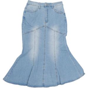 imageAllegra K Fishtail Denim Skirt for Women Casual Washed High Waisted Midi Jean SkirtsLight Blue