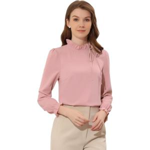 imageAllegra K Womens Fall Blouse 2025 Long Sleeve Ruffle Tie Neck Business Work Top