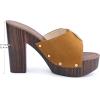 imageAllegra K Womens Buckle Chunky High Heels Slip on Platform SandalsBrown