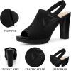 imageAllegra K Womens Chunky Heels Peep Toe Slingback Platform Heels SandalsBlack