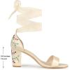 imageAllegra K Womens Floral Heels Satin Lace Up Chunky Heel SandalsChampagne