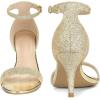 imageAllegra K Womens Glitter Ankle Strap Stiletto Heel SandalsGold