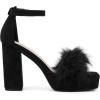 imageAllegra K Womens Square Toe Faux Fur Platform Chunky Heels SandalsBlack