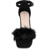 imageAllegra K Womens Square Toe Faux Fur Platform Chunky Heels SandalsBlack