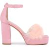 imageAllegra K Womens Square Toe Faux Fur Platform Chunky Heels SandalsPink