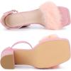 imageAllegra K Womens Square Toe Faux Fur Platform Chunky Heels SandalsPink
