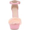 imageAllegra K Womens Square Toe Faux Fur Platform Chunky Heels SandalsPink