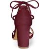 imageAllegra K Womens Tie Up Heels Burgundy Open Toe Chunky High Heels Sandal 9 M US