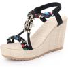 imageAllegra K Womens Bohemia Pull on Platform Wedge Heel SandalsBlack