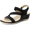 imageAllegra K Womens Walking Sandals Elastic Strap Wedge Heel SandalsBlack