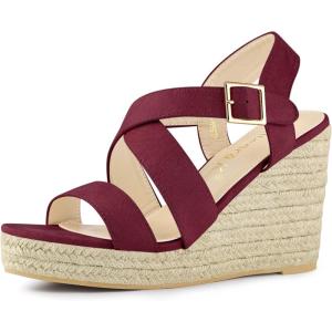 imageAllegra K Womens Espadrilles Platform Slingback Burgundy Wedges Sandals 9 M US