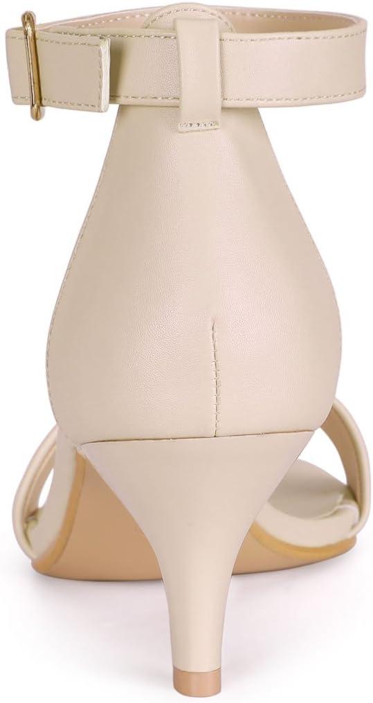 imageAllegra K Womens Ankle Strap Kitten Heel SandalsBeige