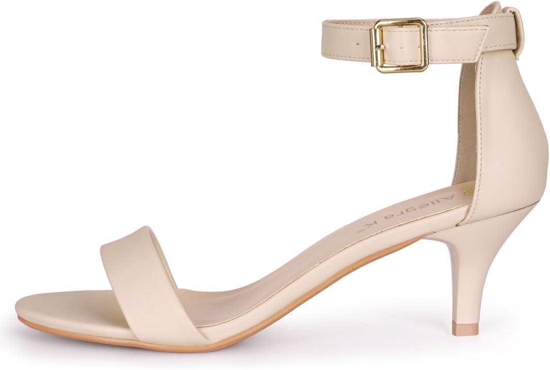 imageAllegra K Womens Ankle Strap Kitten Heel SandalsBeige