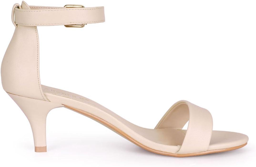 imageAllegra K Womens Ankle Strap Kitten Heel SandalsBeige