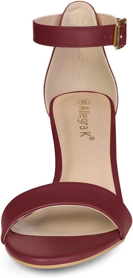 imageAllegra K Womens Ankle Strap Kitten Heel SandalsBurgundy