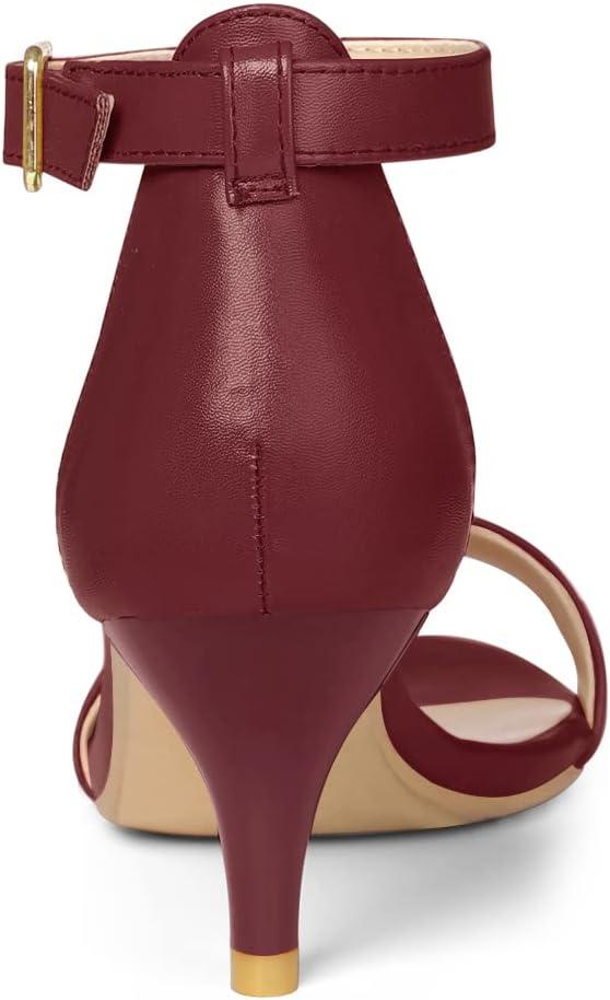 imageAllegra K Womens Ankle Strap Kitten Heel SandalsBurgundy