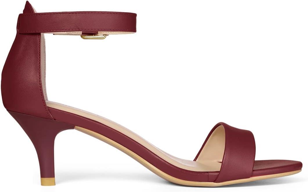 imageAllegra K Womens Ankle Strap Kitten Heel SandalsBurgundy