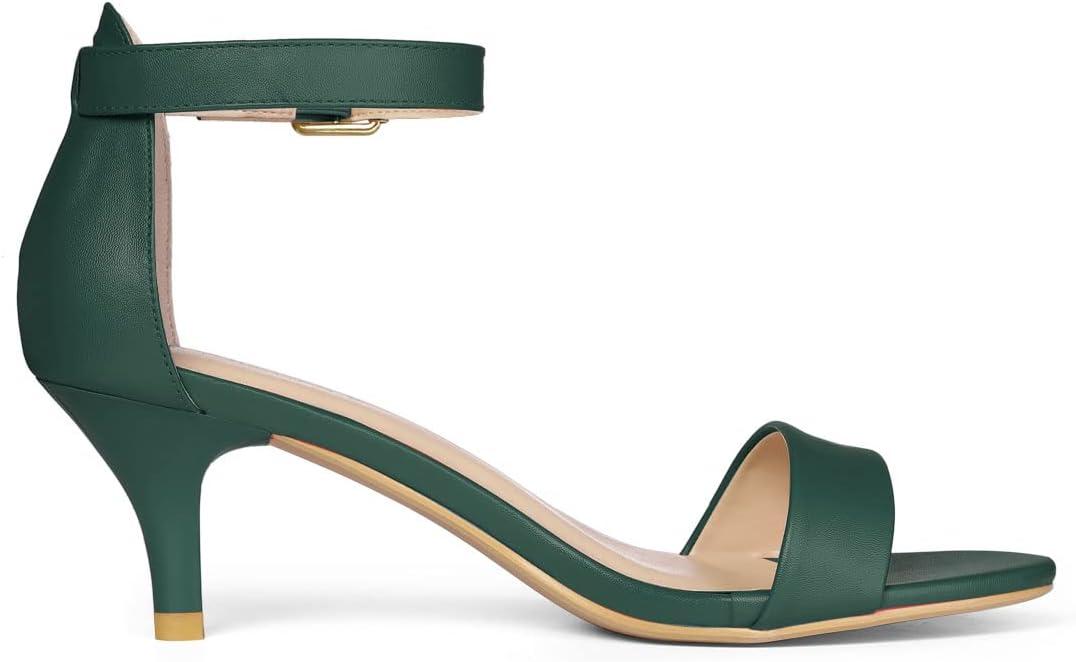 imageAllegra K Womens Ankle Strap Kitten Heel SandalsDark Green