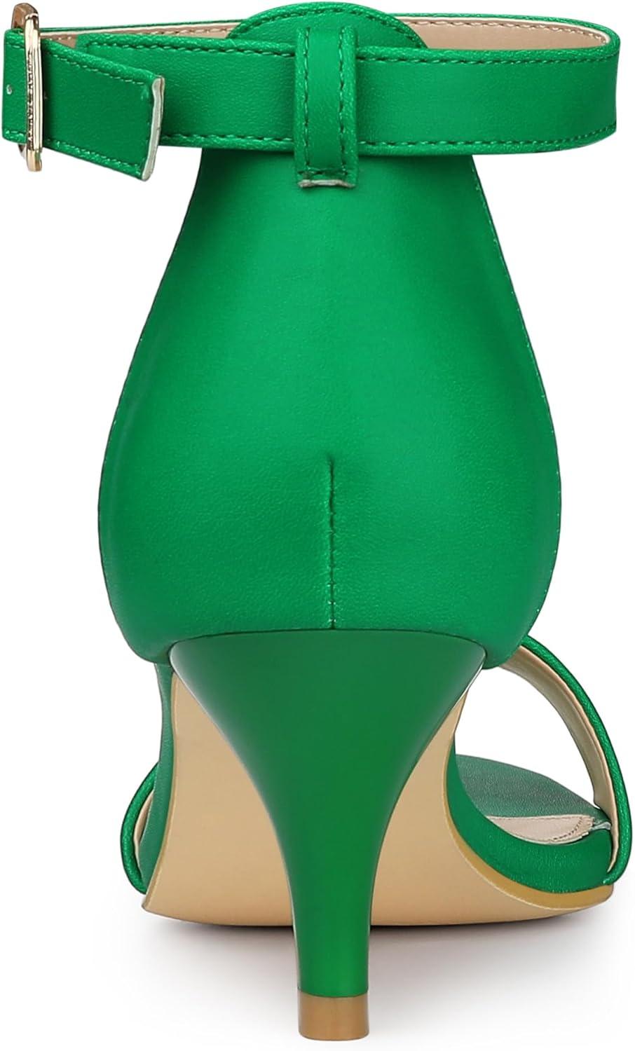 imageAllegra K Womens Ankle Strap Kitten Heel SandalsGreen