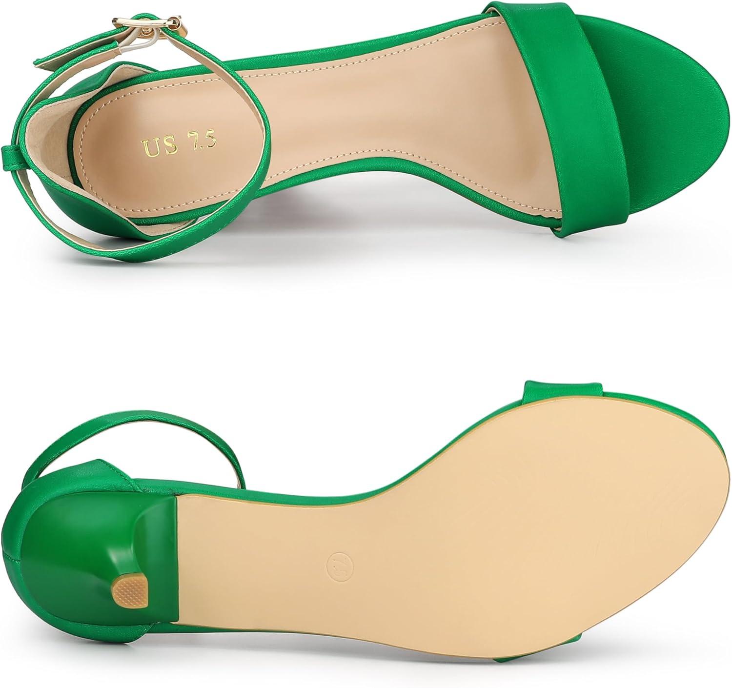 imageAllegra K Womens Ankle Strap Kitten Heel SandalsGreen