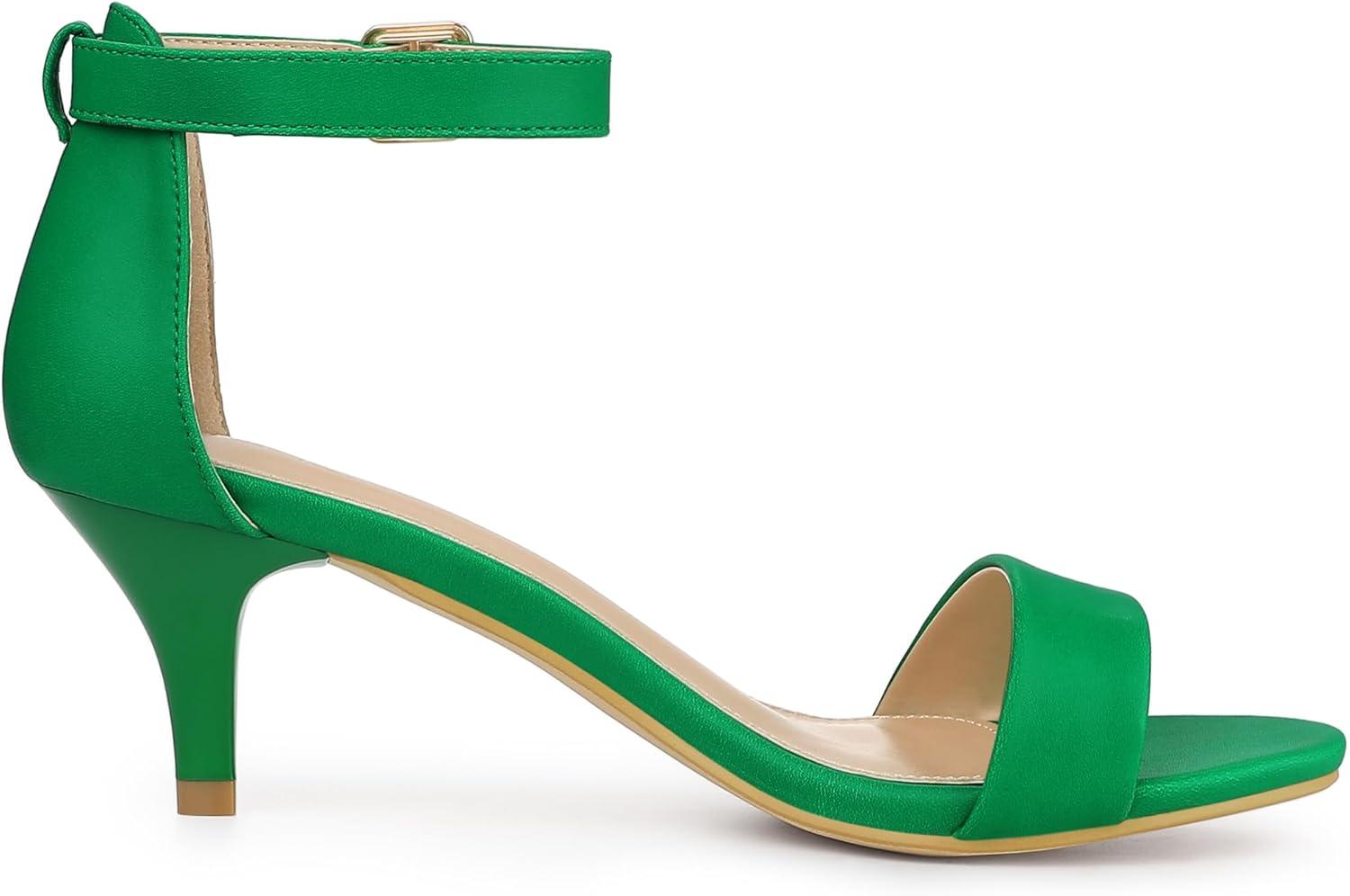imageAllegra K Womens Ankle Strap Kitten Heel SandalsGreen