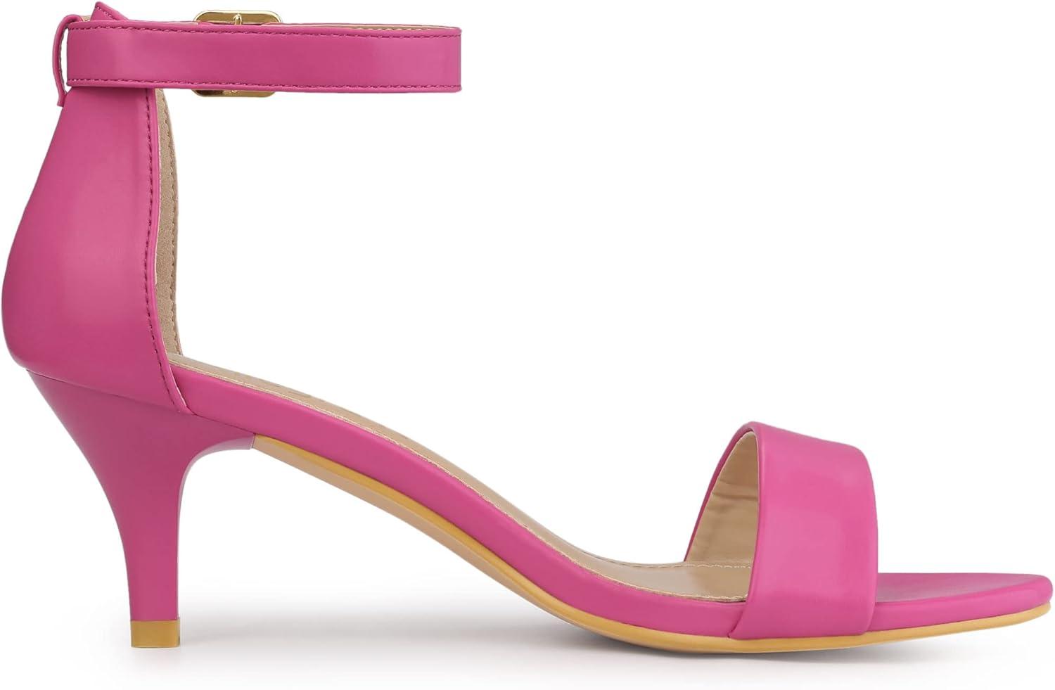 imageAllegra K Womens Ankle Strap Kitten Heel SandalsHot Pink