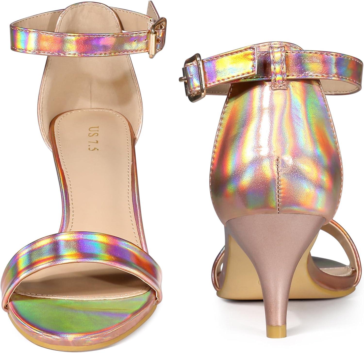 imageAllegra K Womens Ankle Strap Kitten Heel SandalsRose Gold